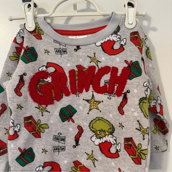 The Grinch Grey Festive Pullover Crewneck Size 2T Toddler - Picture 2 of 8